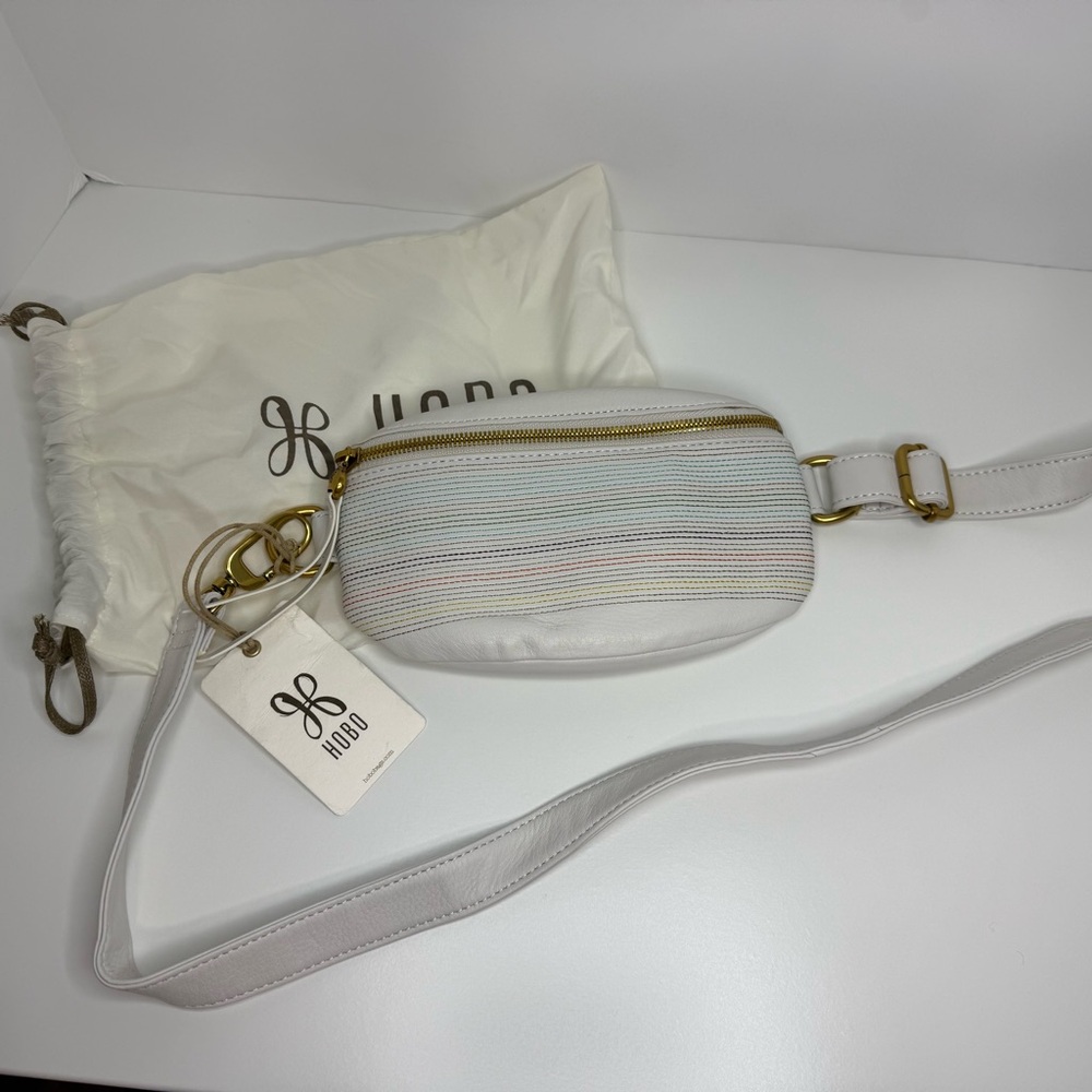 HOBO White and Gold Crossbody Bag